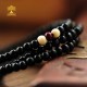 collier tibétain Mala en bois noirci ébéne 108 perles