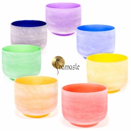 Set bols chantants de cristal de 7 couleurs + housses professionnelles