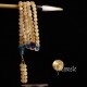 japa Mala Tibétain en corne blonde AAA et cristal bleu dépoli 108 perles 6/7 mm