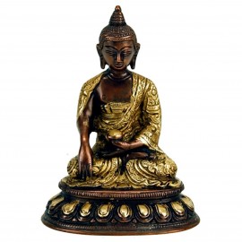 Bouddha Sakyamuni, statue sculpture bicolore bronze 15 cm
