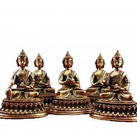 Les cinq Dhyani Bouddhas 5 statues bronze 10cm