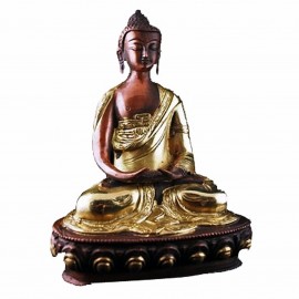 Bouddha Amitabha statue bronze bicolore laiton et cuivre 20cm